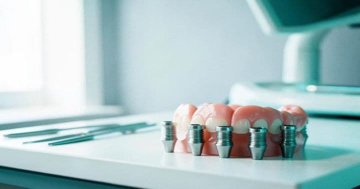معدات طب الأسنان الاحترافية في عيادة حديثة لعلاج زراعة الأسنان الكاملة All-on-6